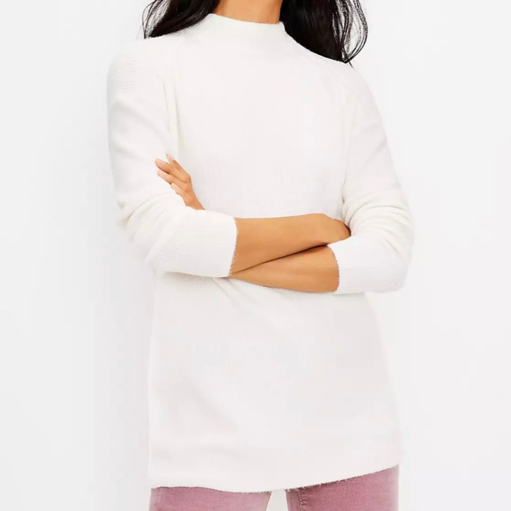 LOFT winter white turtleneck tunic sweater